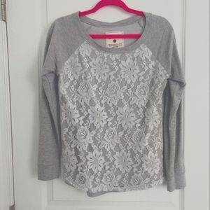 Y2K Energie Caviar Lace Heather Gray Sweater Medium Sweatshirt Pullover